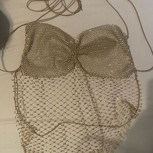 Gold Mesh Rhinestone Top